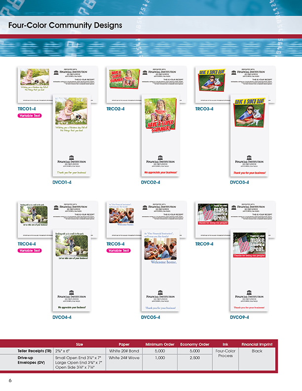 Teller Receipt and DriveUp Envelopes Catalog General Financial Supply